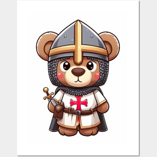 Cute Bear Warrior of the Crusades Posters and Art